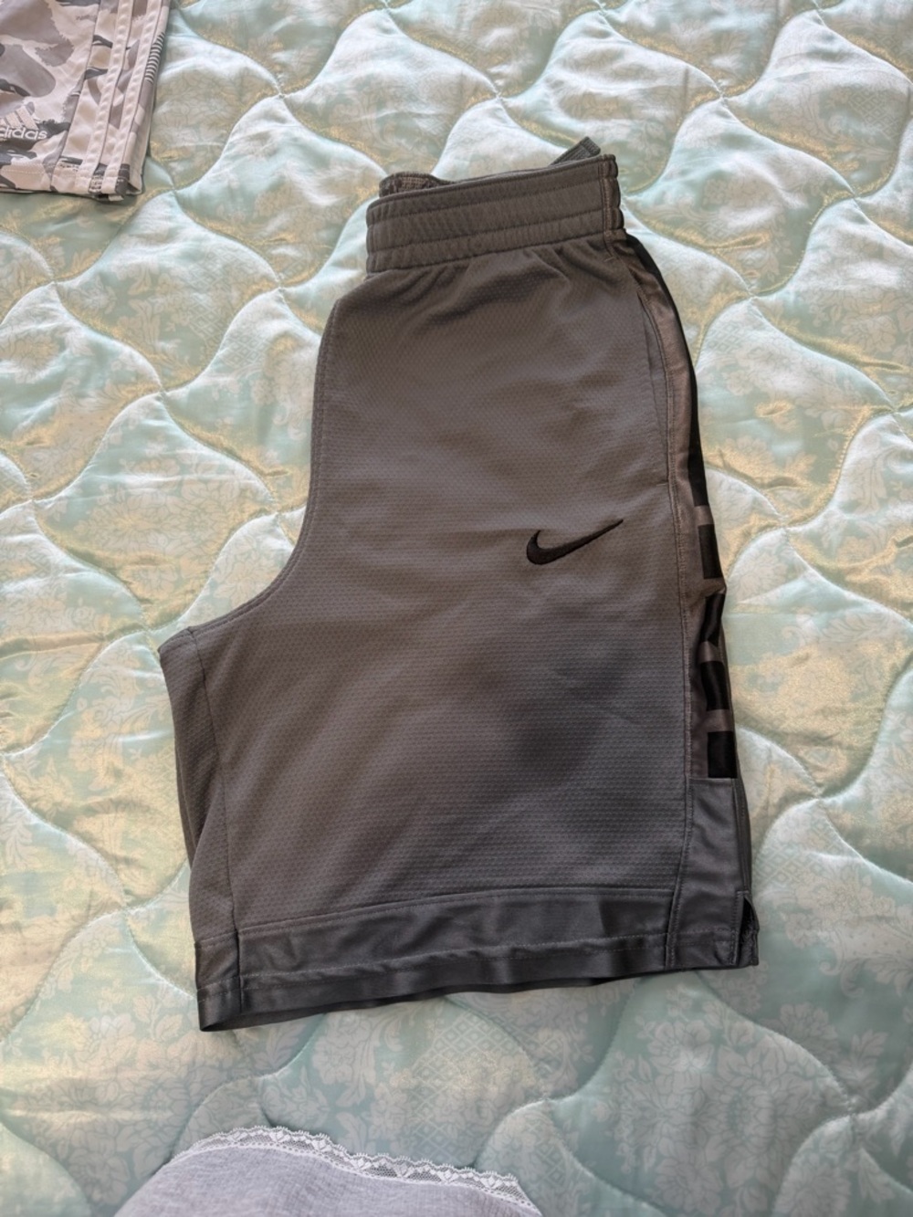 Nike Gray Kids' Athletic Shorts with Black Swoosh